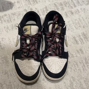 Nike Black and White Sneakers with Unique Laces